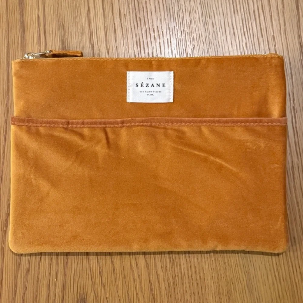 Sézane Velvet mustard yellow pouch